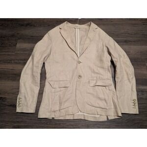 Onassis Mens Small Beige 100% Linen Two‎ Button Blazer Sport Coat